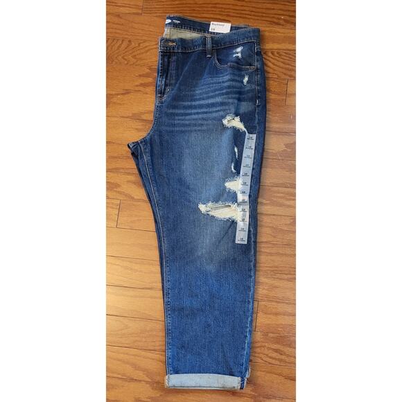 NWT Old Navy Women Jeans Size 18 Cropped Boyfriend Cuffed Distressed Ripped - Picture 5 of 15